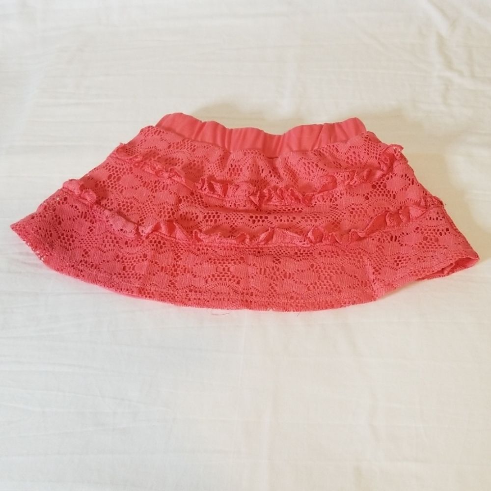 Nannette Girl Salmon Lace and Ruffle Skorts Size 4T